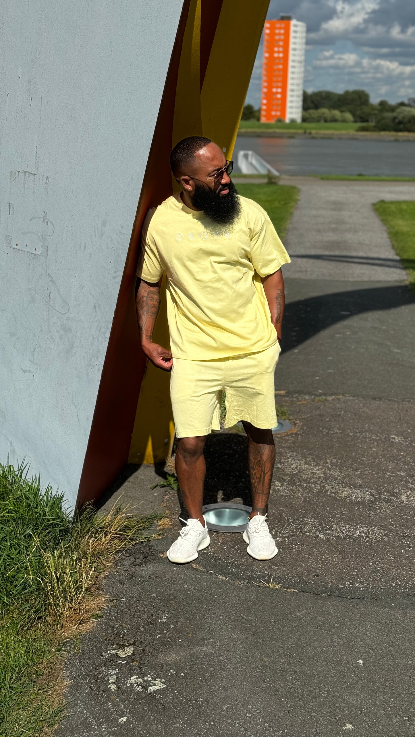 Oversized short pants set Yellow